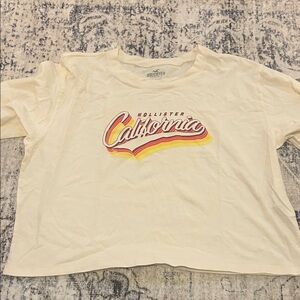 Hollister Cream T-Shirt with Red and Yellow California Graphic